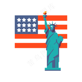 矢量手绘美国自由女神,免抠元素