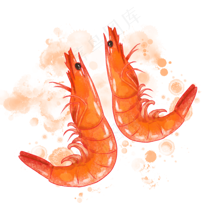 水彩食物虾(2000X2000(DPI:300))psd模版下载