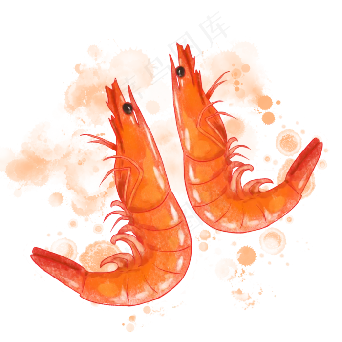 水彩食物虾(2000X2000(DPI:300))psd模版下载