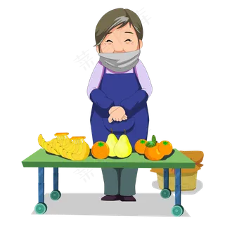 老奶奶集市上摆摊卖水果