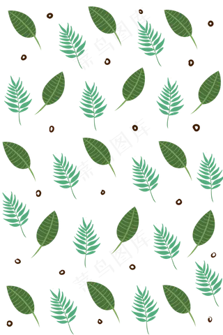 手绘绿叶植物底纹