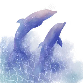 水彩海洋鲸鱼