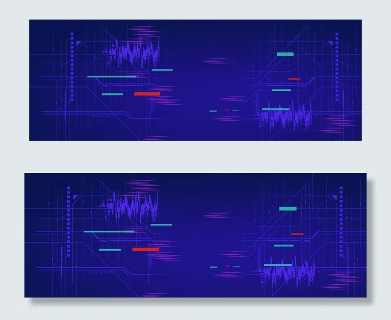 商务时尚蓝色渐变艺术线条抖音banner