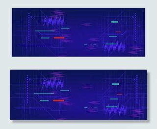 商务时尚蓝色渐变艺术线条抖音banner