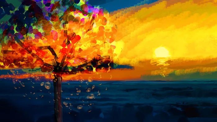 浓烈色彩的灵魂树(2880*1620px 300 dpi )