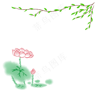 小清新夏季荷花边框