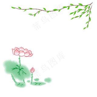 小清新夏季荷花边框