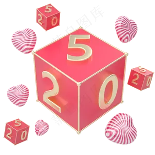 C4D立体红色520浪漫