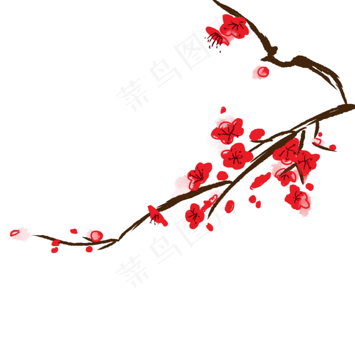 水墨梅花元素PSD分层素材(2000X2000(DPI:300))psd模版下载