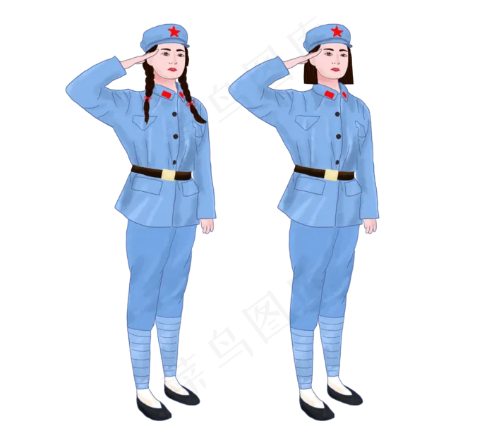 建军节女红军PNG(2426X2151(DPI:150))psd模版下载