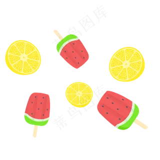 夏季夏天夏至冰凉柠檬西瓜装饰免