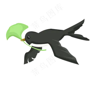 嘴刁绿叶的燕子,免抠元素