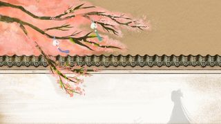 国潮古风桃花三月天