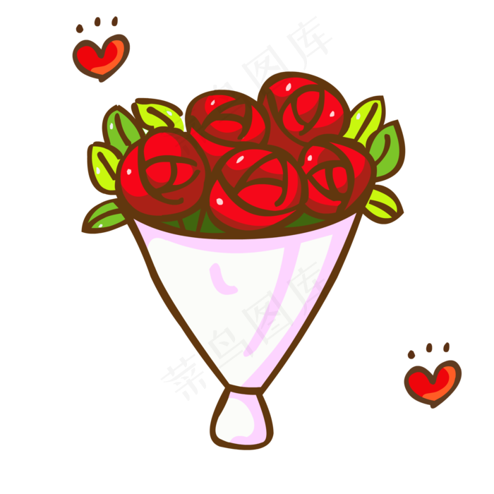 手绘花可爱卡通玫瑰花团矢量素材