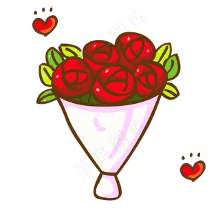 手绘花可爱卡通玫瑰花团矢量素材