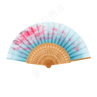 打开的蓝色折扇