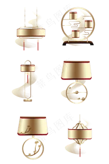 中国风创意灯饰手绘6个,免抠元素