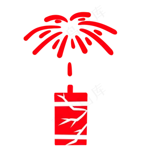 红色花纹烟花鞭炮元素,免抠元素