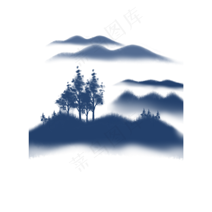 水墨山水水墨画(2000X2000(DPI:300))psd模版下载
