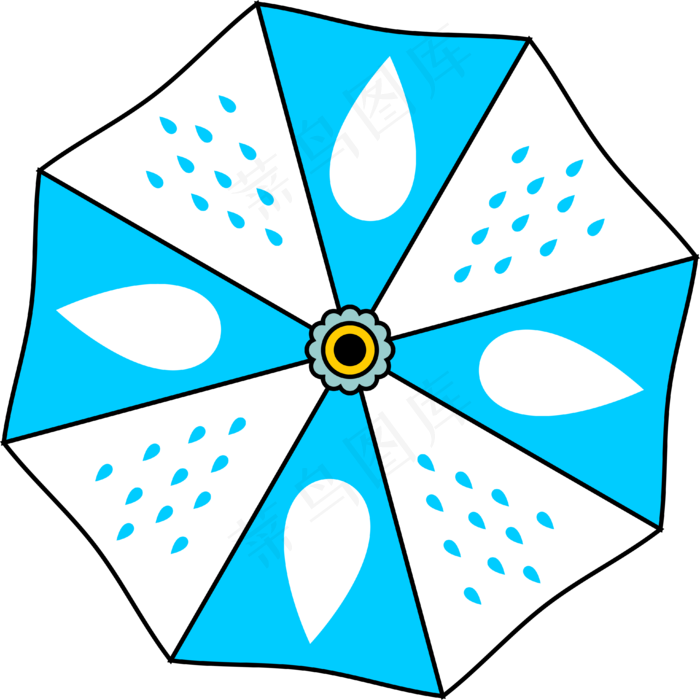 清明节蓝白雨滴图案雨伞