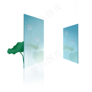 镜子里倒映着荷花