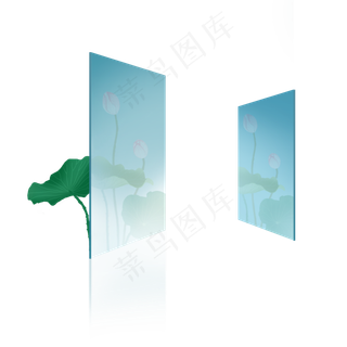 镜子里倒映着荷花