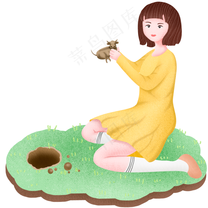 立春春天清新女孩女孩,免抠元素