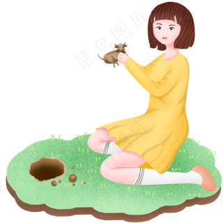 立春春天清新女孩女孩,免抠元素