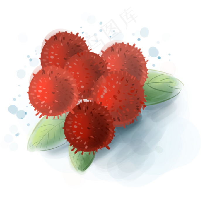 水彩水果新鲜的杨梅(2000X2000(DPI:300))psd模版下载