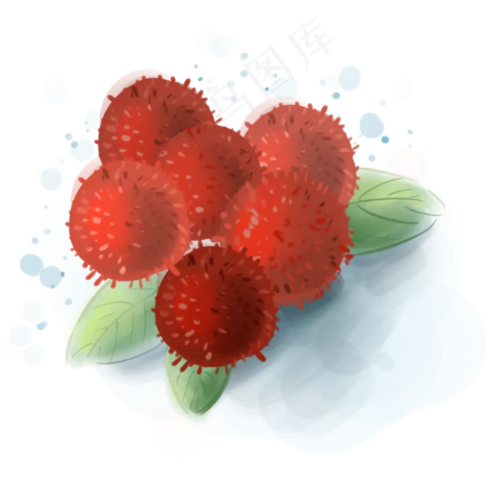 水彩水果新鲜的杨梅(2000X2000(DPI:300))psd模版下载