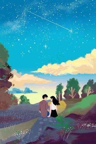 春天春季春游情侣情人节白色情人节治愈星空