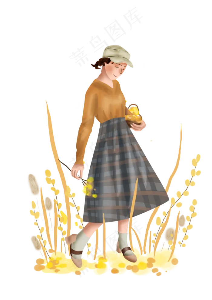 立秋草丛里的女孩,免抠元素(3508*4961px 300 dpi )psd模版下载