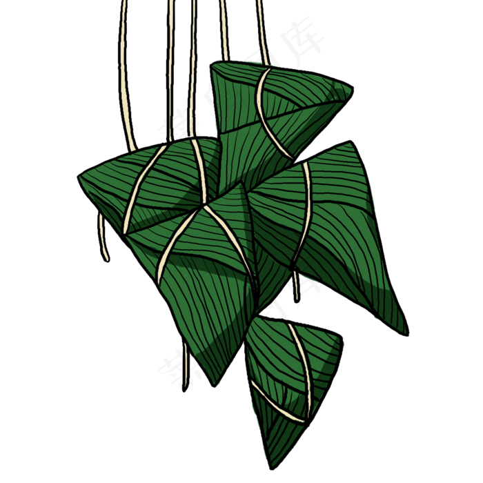 端午节彩色手绘一串粽子