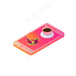 2.5D立体手机外卖,免抠元素
