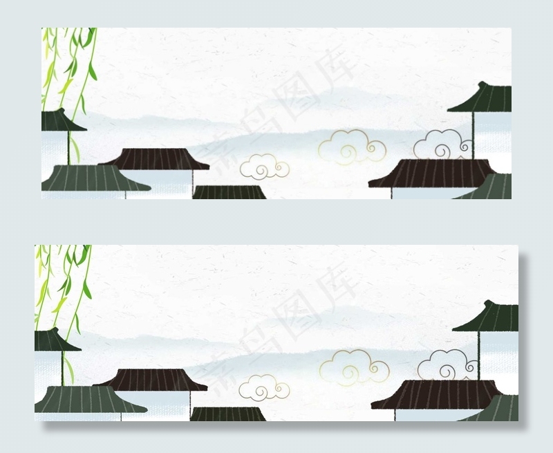 中国风房檐彩色banner(1920*700px 	       )psd模版下载