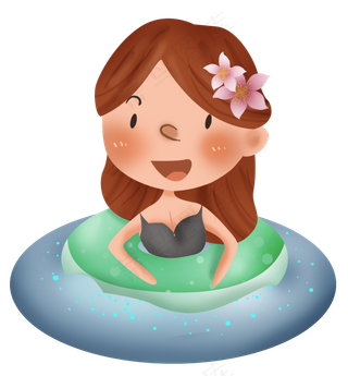 夏天游泳的女孩,免抠元素