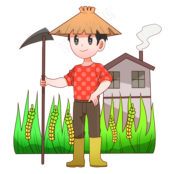 手绘谷雨农民插画