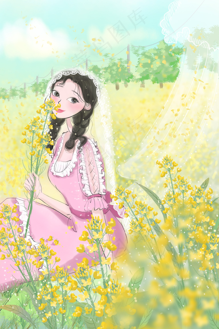 油菜花田景色浪漫(3545X5315(DPI:300))psd模版下载