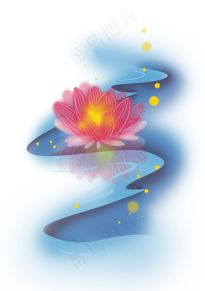 中元节莲花灯和河水,免抠元素