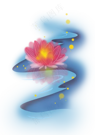 中元节莲花灯和河水,免抠元素