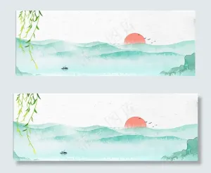 电商促销古典中国风建筑简约banner