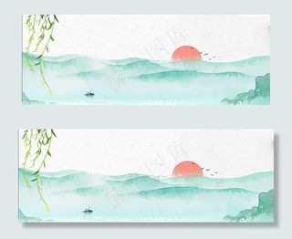 电商促销古典中国风建筑简约banner