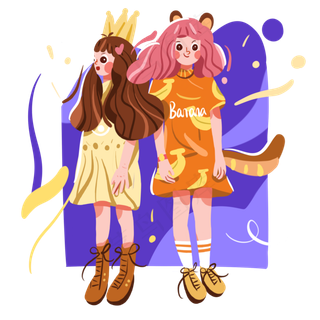 儿童节带着可爱服饰头饰的小女孩