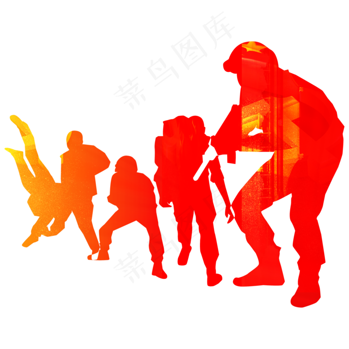 中国军人剪影,免抠元素