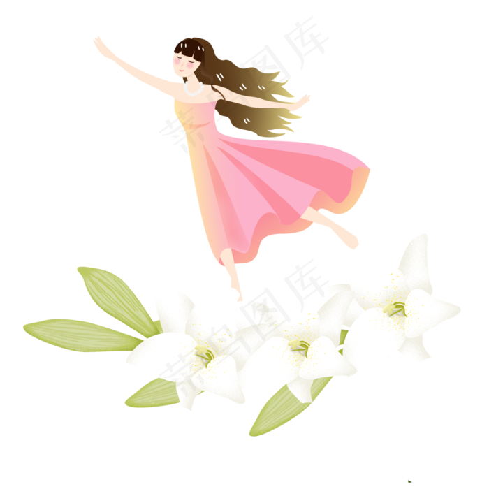 夏至鲜花精灵女孩素材(2000X2000(DPI:300))psd模版下载