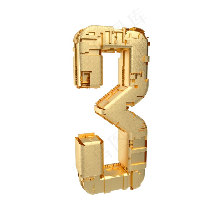 金属质感机械倒计时数字3(2000X2000(DPI:300))psd模版下载