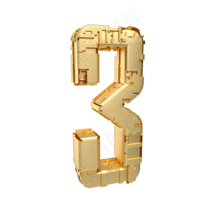 金属质感机械倒计时数字3(2000X2000(DPI:300))psd模版下载