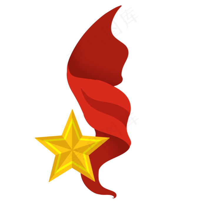 建党节飘摇旗帜五角星,免抠元素
