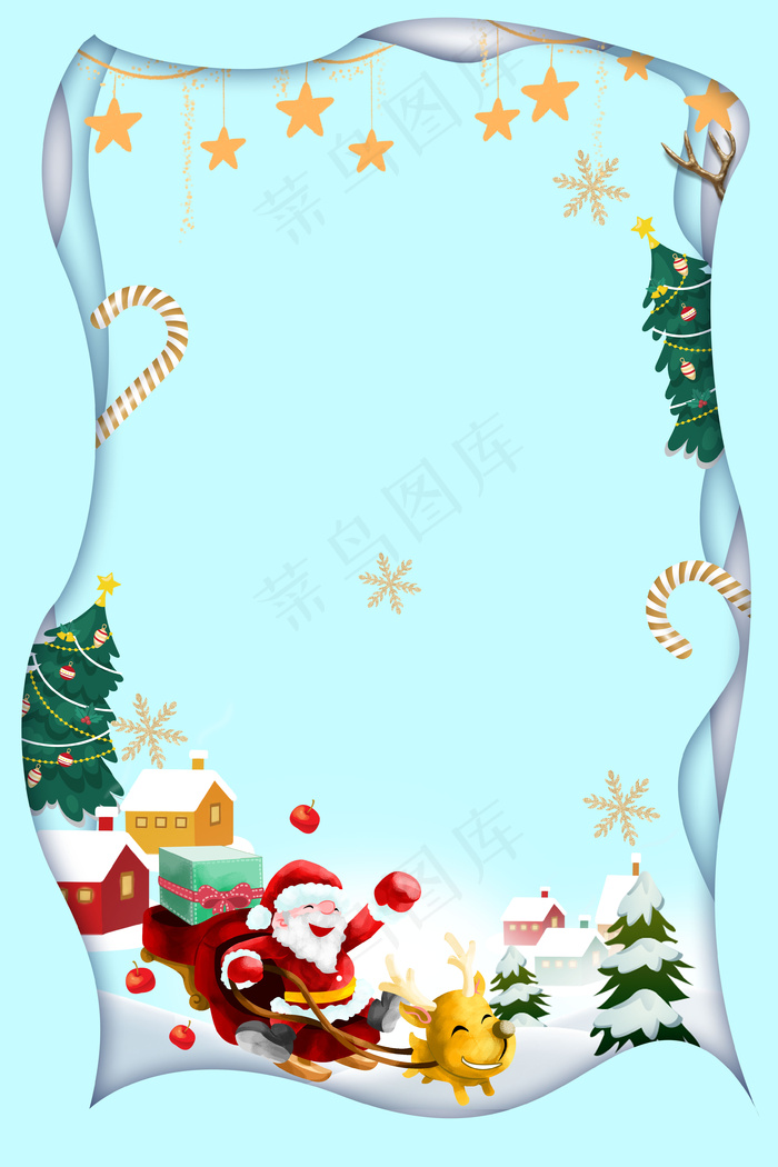 圣诞节折纸海报风格背景背景图片素材
