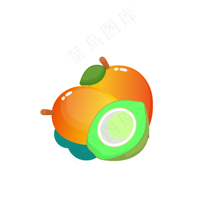 夏季热带水果卡通元素